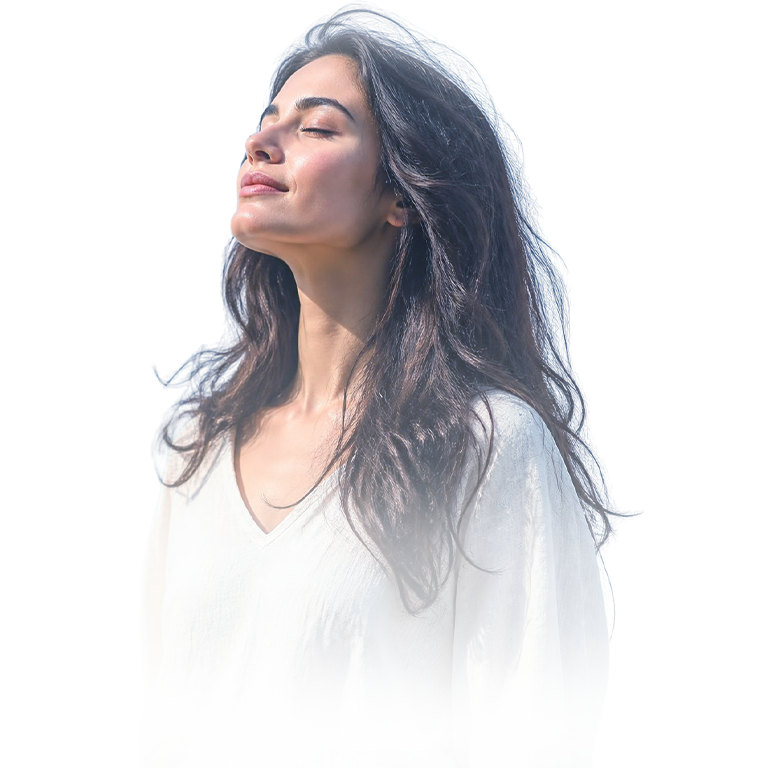 A woman enjoying a quiet moment in the sunlight